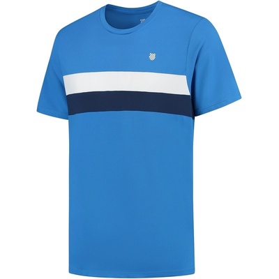 K Swiss Тениска K Swiss Men's KS Core Team Striped Crewneck Short-Sleeve Performance T-Shirt - French Blue