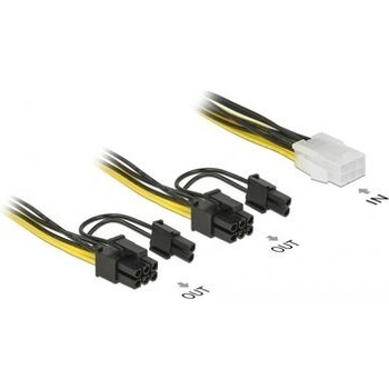 DeLock PCI Express napájací kábel 6 pin samica gt; 2 x 8 pin samec 15 cm 85452-D