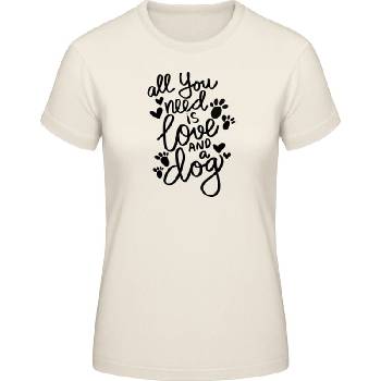 E190 Dámske tričko Motív s nápisom Pes a Láska Prírodná