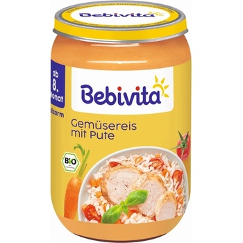Bebivita БИО зеленчуци, ориз и пуешко 220г (8+ месеца)