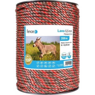 Lano pro elektrický ohradník, průměr 6,5 mm, hnědo-oranžové, 200 m