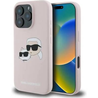 KARL LAGERFELD Силиконов кейс Karl Lagerfeld Heads Print MagSafe за iPhone 16 Pro Max - розов (3666339319595)