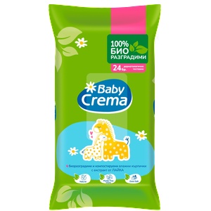 Baby Crema Влажни кърпички с екстракт от лайка и пантенол, 24 бр (10475237)