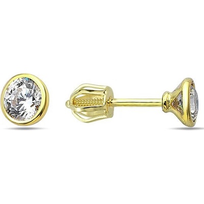 Lillian Vassago Zlatá šroubková náušnice zdobená zirkonem 4 mm, jeden kus LLV98-GER158ŠS/01 žlutá