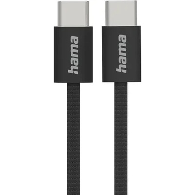 Hama Кабел за зареждане "Fabric", USB-C - USB-C, 1 m, Nylon, черен (HAMA-195002)