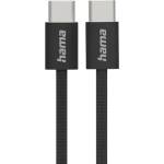 Hama Кабел за зареждане "Fabric", USB-C - USB-C, 1 m, Nylon, черен (HAMA-195002) - xtreme
