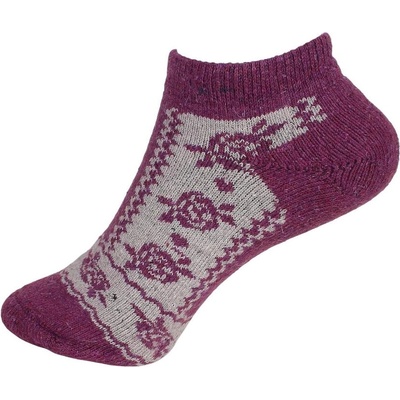 Дамски термо терлици в лилаво и сиво с рози