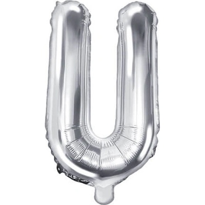 PartyDeco Fóliový balónek písmeno U stříbrný 35 cm
