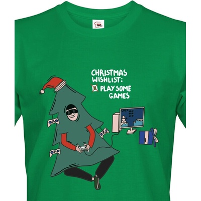 Pánské vánoční tričko Christmas wishlist play some games Canvas pánské tričko s krátkým rukávem 1673 zelená – Hledejceny.cz
