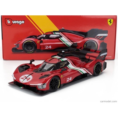Bburago Ferrari 499p 3.0l Turbo V6 N 24 Modificata 2024 Červená Žlutá Černá 1:18