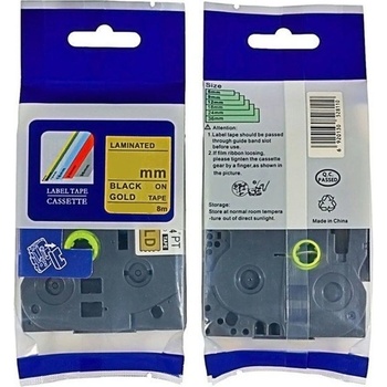 Pro Brother Brother HGe-841, 18mm x 8m, черен печат / златна основа, бързоходен съвместима лента (HGe841)