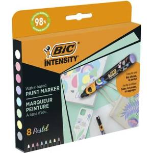 BIC Комплект маркери за декорация, 1, 5 - 2, 3 мм, BIC "Paint marker", 8 различни пастелни цвята 527429 (527429)