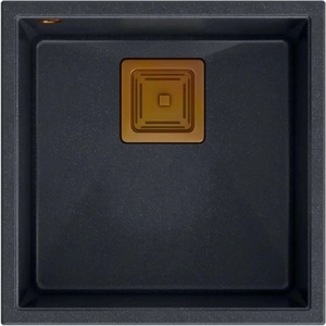 Quadron Unique David 40 композитна мивка за под плот, черна - медна, 42x42 см (HQD4242U8-C1) Мивка за вграждане
