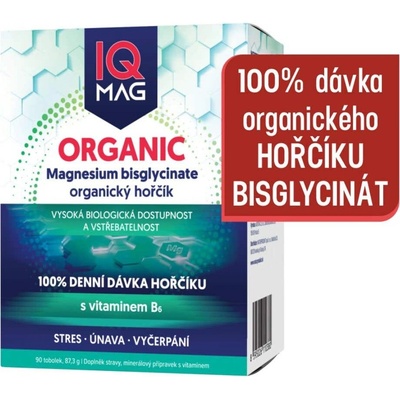IQ MAG Organic sport Organický HORČÍK + Vitamín B6 90 ks