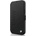 BMW Signature Logo Booktype Leather Case - дизайнерски кожен калъф (естествена кожа), тип портфейл за iPhone 12, iPhone 12 Pro (черен)
