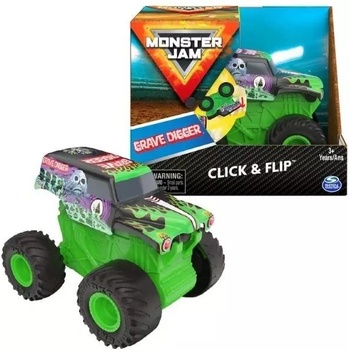 Spin Master Monster Jam - Click & Flip: Играчка кола Grave Digger с летящи колела (20130383)