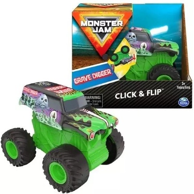 Spin Master Monster Jam - Click & Flip: Играчка кола Grave Digger с летящи колела (20130383)