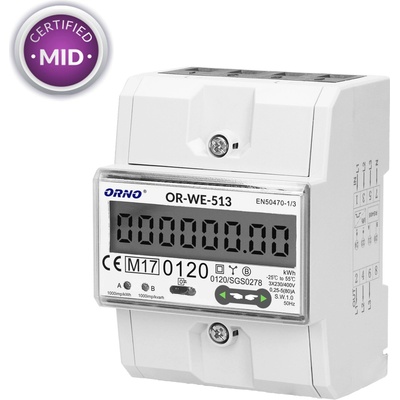 ORNO Trojfázový elektromer 80A OR-WE-513