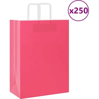 vidaXL Хартиени торбички 250 бр с дръжки розови 32x17x44 см (4101902)
