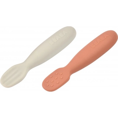 Beaba První trénovací lžičky silikonové Terracotta Velvet Grey