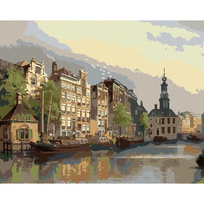 zuty Malování Podle Čísel Pohled Na Mincovnu V Amsterdamu 80 x 100 Cm Plátno