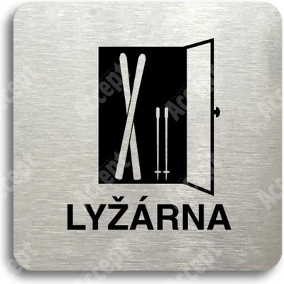 ACCEPT Piktogram lyžárna - stříbrná tabulka - černý tisk bez rámečku