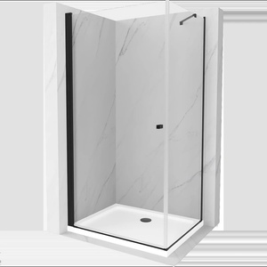 Mexen Pretoria разтваряща се душ кабина 70 x 90 см, прозрачна, черна + поддушник (852-070-090-70-00-4010B)