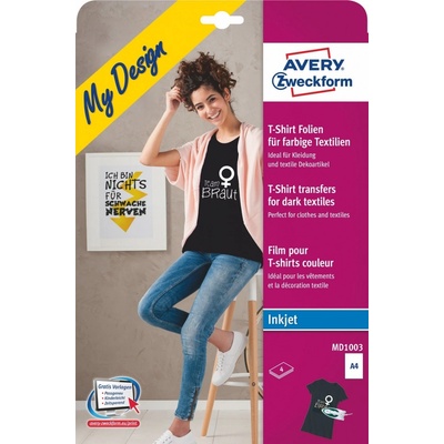 Avery Zweckform MD1003 Nažehlovací fólie pro Inkjet 4 x A4 na tmavý a barevný textil