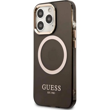 GUESS Translucent MagSafe Case - хибриден удароустойчив кейс с MagSafe за iPhone 13 Pro Max (черен)