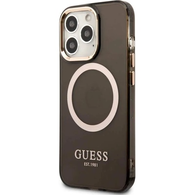 GUESS Translucent MagSafe Case - хибриден удароустойчив кейс с MagSafe за iPhone 13 Pro Max (черен)