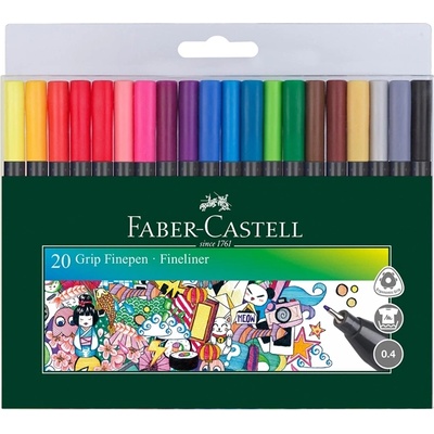 Faber-Castell Тънкописец Grip, 0.4 mm, 20 цвята, в блистер (O1005200280)
