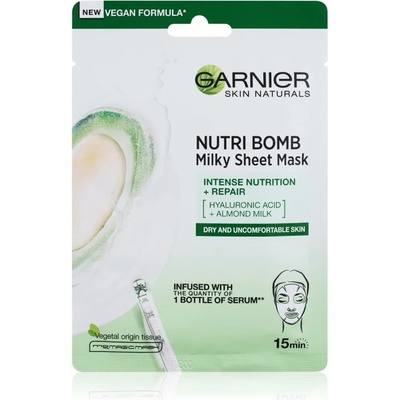 Garnier Skin Naturals Nutri Bomb подхранваща платнена маска за суха кожа 32 гр
