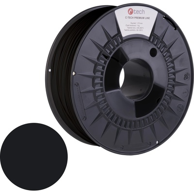 C-Tech 3DF-P-ABS1.75-9017 3D филамент, ПРЕМИУМ ЛИНИЯ, ABS, черен цвят на движението, RAL9017, 1, 75 мм, 1кг (3DF-P-ABS1.75-9017)