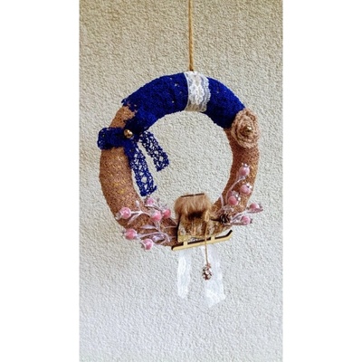 HAND MADE Originální Vintage věnec zasněžený