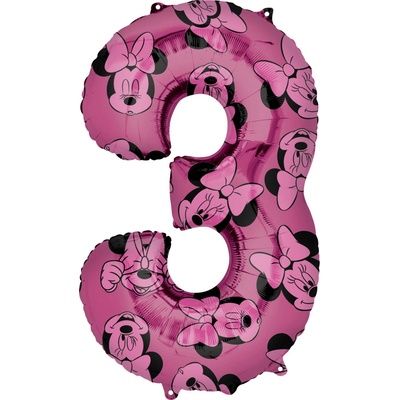 Amscan Fóliový balónek číslo Minnie Mouse 3 66 cm