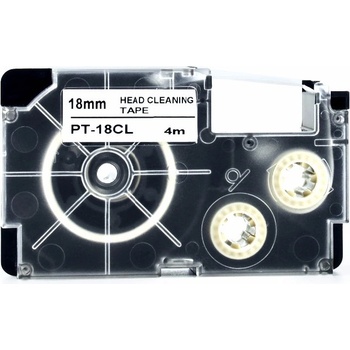 Pro Casio Casio XR-18CL, 18mm x 4m, черен печат / бял фон, чистене съвместима лента (XR-18CL)