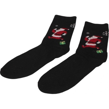 Мъжки вълнени чорапи в черно с Дядо Коледа