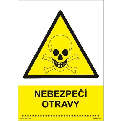 DUKO NEBEZPEČÍ OTRAVY Formát: 148 x 210 mm, Materiál: plast 1 mm, samolepící vinylová fólie