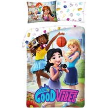 Halantex bavlna povlečení Lego Friends motiv Good Vibes 70x90 140x200