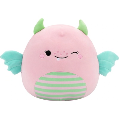 Squishmallows žmurkajúce svetloružové monštrum s mätovými krídlami a pruhovaným bruškom 191726838821