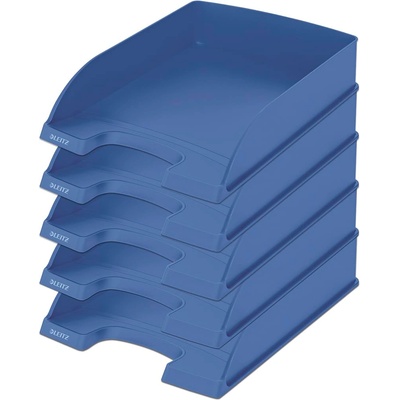 Leitz letter tray A4, pack of 5, stackable storage compartments, Blue Angel, recycling range, blue, 52275030