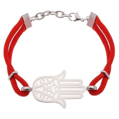 Šperky eshop z chirurgické oceli a červených šňůrek vyřezávaný symbol Hamsa Z46.11