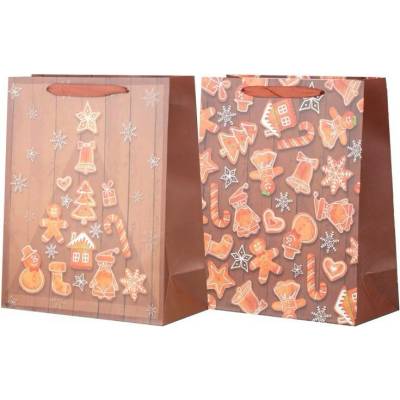 Taška dárková 260x320mm perníčky mix, hnědá