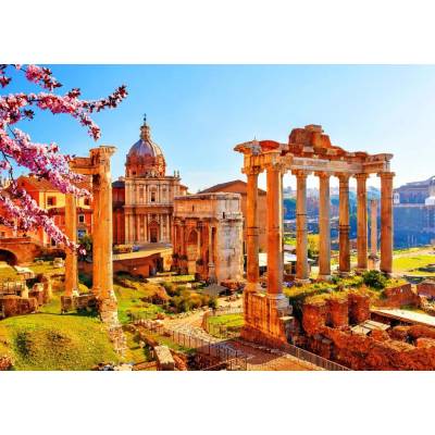 Bluebird Puzzle - Puzzle Roman Ruins in Spring, Italy - 1 000 piese