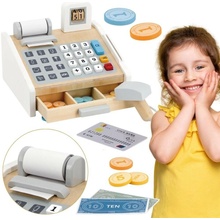 Viga Toys Dřevěná pokladna šedá a bílá