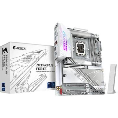 Дънна платка GIGABYTE GB Z890 Aorus Pro Ice DDR5 4xDIMM 256GB 4xSATA3 RAID 4xM. 2 PCIe 5.0/4.0 3xPCIe x16 WiFi 6E Bluetooth 5.4 ATX (Z890 AORUS PRO ICE 1.0)