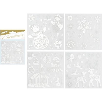 MFP s.r.o. samolepky vánoční se stříbrným glitrem 180x180mm 8882327