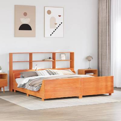 zahrada-XL 3323796 Postel s knihovnou bez matrace hnědá masivní dřevo