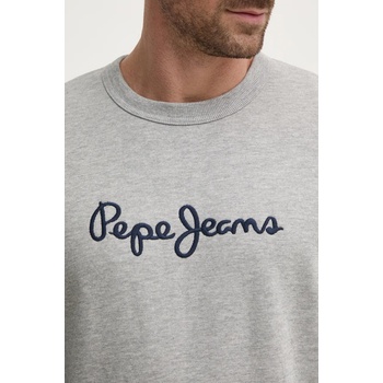 Pepe Jeans Памучен суичър Pepe Jeans NEW JOE CREW в сиво с апликация PM582715 (PM582715)