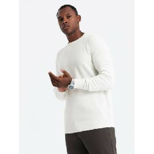 Ombre Clothing Мъжки рагланов пуловер с оребрени ръкави White Ombre Clothing Ombre Clothing | Byal | МЪЖЕ | XL